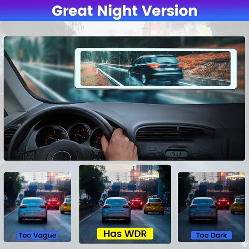 Vista 5 de NHOPEEW Cámara de espejo retrovisor de 11.26 pulgadas con Carplay y Android Auto - Espejo Dash Cam frontal y trasera - Transmisor