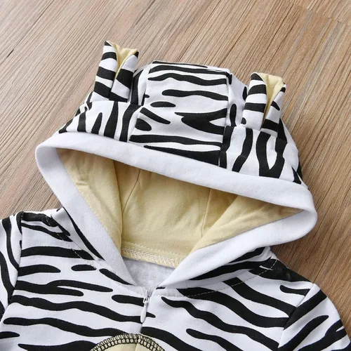 Vista 3 de AGQT Babys Tiger Costume Halloween One Piece Hooded Romper Size 0-24 Months