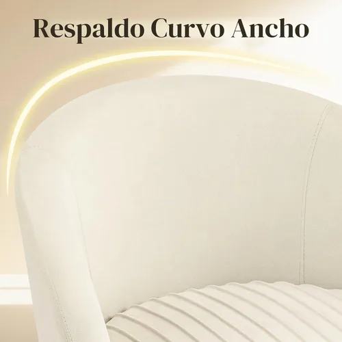 Vista 8 de Boucle - Silla de tocador de maquillaje de terciopelo, moderna silla de escritorio para niñas, sin ruedas, con patas de metal dorado, sillón Beige