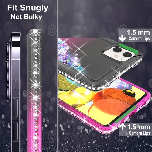 Vista 3 de STARSHOP Funda compatible con iPhone 11, con protector de pantalla de vidrio templado incluido: cubierta de arena movediza con purpurina flotante