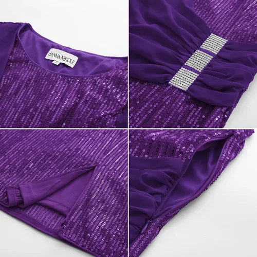 Vista 5 de Hanna Nikole Vestidos de lentejuelas para mujer, de gasa, con volantes, manga de capa, para fiesta, club, cóctel
