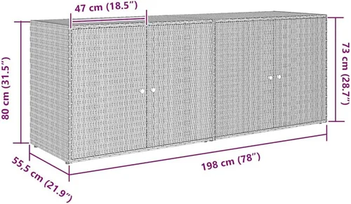 Vista 3 de vidaXL Gabinete de almacenamiento de jardín negro 78.0x21.9x31.5 Poly Rattan