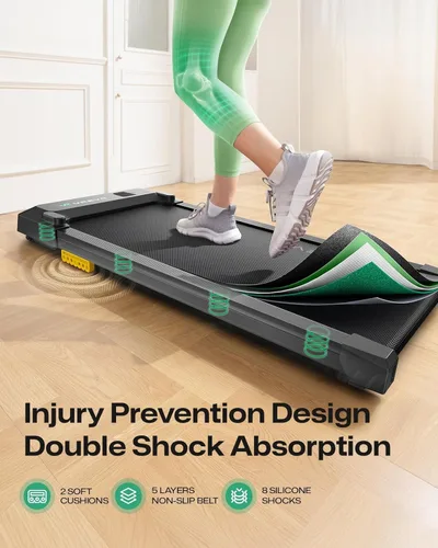 Vista 5 de UREVO Smart Walking Pad, Standing Desk Treadmill with Double Shock Absorption, Quiet Operation, Workout APP with Track Insights and MIIT Mode, Plug