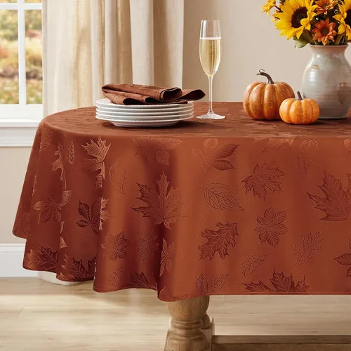 Vista 12 de Softalker - Mantel navideño de jacquard, mantel rectangular de damasco vintage de invierno, mantel de poliéster impermeable con copos de nieve