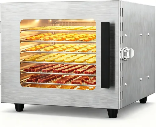 Vista 10 de Deshidratador de alimentos, 12 bandejas de acero inoxidable, control de Espacio de secado de 13.2 pies cuadrados, temporizador de 24 horas, panel