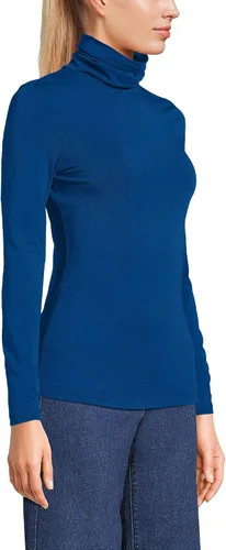 Vista 3 de Lands' End - Suéter ajustado, ligero, de cuello alto y manga larga para mujer