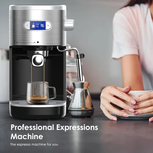Vista 14 de COWSAR Máquina de café expreso comercial de 20 bares, cafetera compacta con espumador de leche, máquinas de café Expresso con tanque de agua