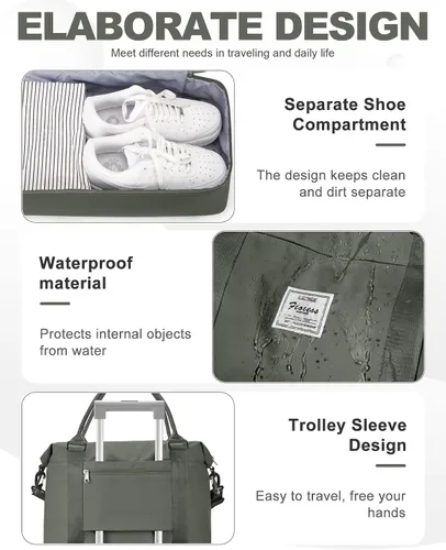 Vista 17 de Bolsa de viaje para mujer, bolsa deportiva para gimnasio, H-Negro