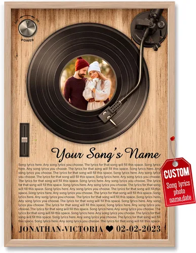 Vista 31 de H-DEWALL póster personalizable con letra de tu canción favorita y foto, lienzo inspirador con marco, arte de pared, regalo romántico para mujer