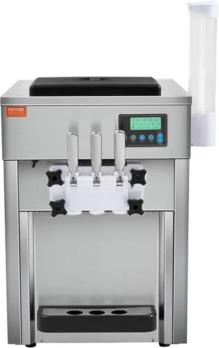 Vista 10 de Máquina comercial de helados VEVOR, máquina de helado de servicio suave de 21 QT/H con panel LCD, limpieza automática, pre-enfriamiento para 3