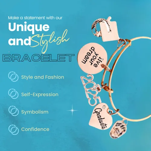 Vista 3 de Softball Graduation Gift - Rose Gold Softball Charm Bracelet, She Believed She Could So She Did, Gift for Graduates, Class of 2025