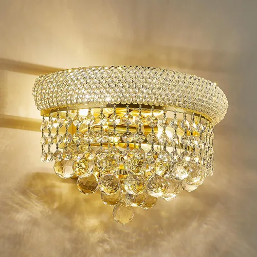 Vista 7 de Prismas de carámbano de cristal con 2 luces, aplique de pared para sala de estar, comedor, baño, espejo de tocador, pasillo, dormitorio, armario