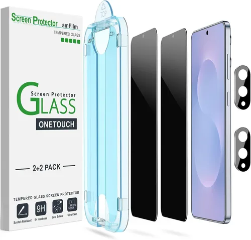Vista 10 de amFilm Protector de pantalla de privacidad para Samsung Galaxy S22 0.18 oz de 6.1 pulgadas con 2 protectores de lente de cámara, antiespía