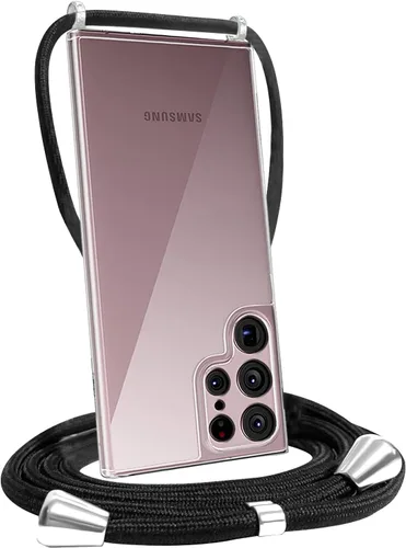 Vista 20 de Funda transparente compatible con Samsung Galaxy S22 Ultra con correa ajustable para el cuello, funda cruzada para Galaxy S22 Ultra, TPU