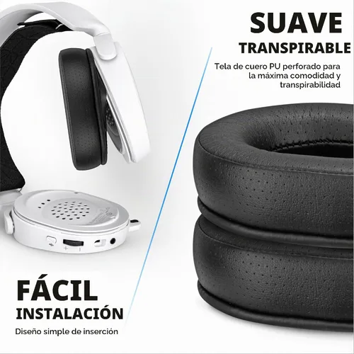 Vista 5 de Brainwavz Almohadillas de repuesto para auriculares SteelSeries Arctis 1, 3, 5, 7, 9X, Pro y Prime, espuma viscoelástica y piel sintética (negro)