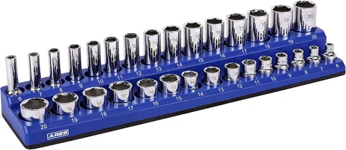 Vista 15 de ARES 70236 - Organizador magnético para 16 vasos SAE de 1/2 pulgada, para 15 vasos y 1 adaptador para vaso, mantiene tu caja de herramientas