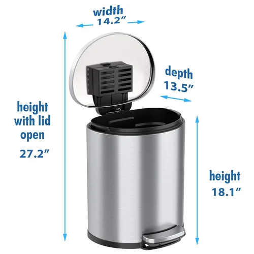 Vista 6 de iTouchless SoftStep - Cubo de basura para el hogar de 5.3 galones con desodorante y cubo interior extraíble, acero inoxidable, 20 litros de basura