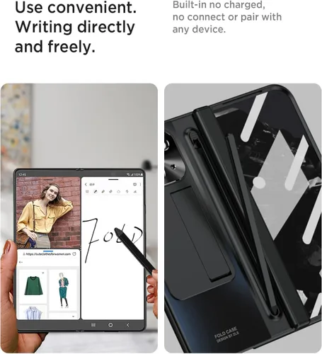 Vista 3 de Miimall Funda plegable para Google Pixel 10 Pro con soporte para bolígrafo y bolígrafo, funda para Google Pixel Fold 10, protector de pantalla