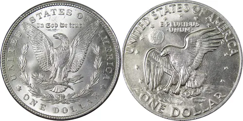 Vista 2 de 1900 Morgan Dollar BU Sin Circular 90% Plata con 1978 IKE$ BU Sin Circular