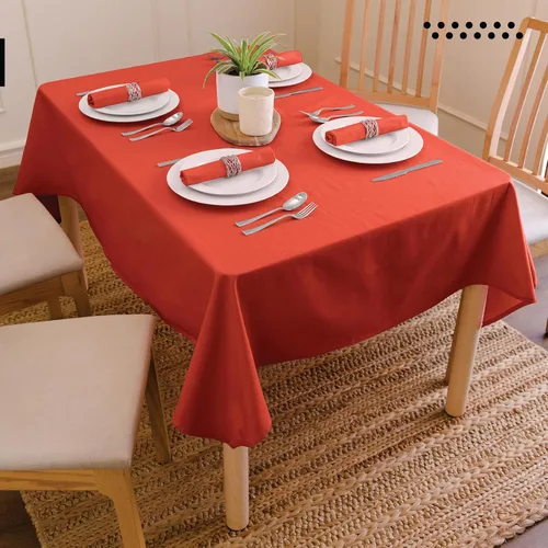 Vista 2 de Encasa XO Mantel rectangular de lona de algodón de 56 x 120 pulgadas, lavable a máquina, mantel de ladrillo para comedor en interiores y exteriores