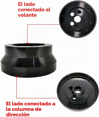 Vista 5 de Adaptador de cubo de volante de 5/6 orificios compatible con camioneta GMC Chevy Pontiac (negro)