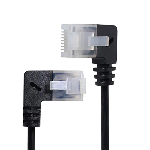 Vista 2 de Cablecc Cable Ethernet Cat6 ultra delgado RJ45 de izquierda a derecha en ángulo de 9.8 in UTP Cable de conexión de 90 grados Cat6a LAN para portátil
