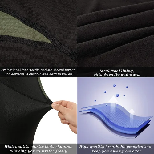 Vista 4 de DIKAMEN Ropa interior térmica para hombre, forro polar de alto rendimiento, conjunto térmico