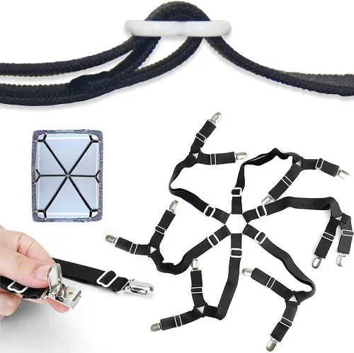 Vista 6 de Correas de sábanas, accesorios de cama ajustables (negro)