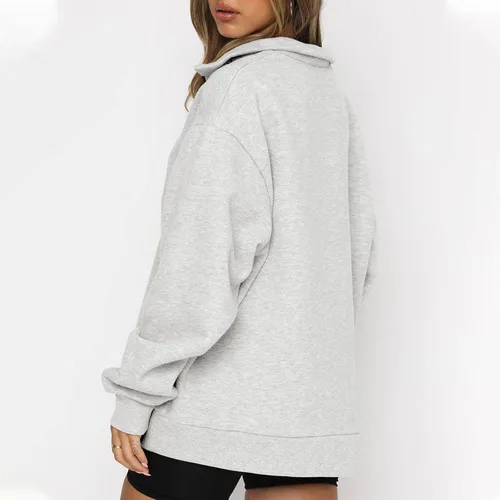Vista 6 de Ceboyel Sudadera de gran tamaño con cremallera de un cuarto para mujer, sudadera con capucha Y2K para otoño, ropa de moda 2023