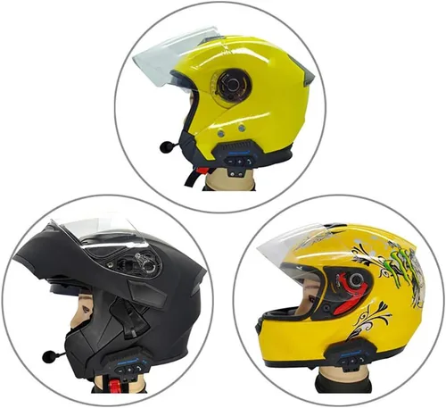 Vista 5 de Denpetec Intercomunicador de casco Bluetooth, sistema de comunicación de casco de motocicleta BT-12 compatible con manos libres, música estéreo