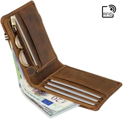 Vista 5 de Visconti Segesta - Cartera delgada con cierre elástico bi plegable (piel auténtica), tarjetero RFID (bronceado), Beige Bronceado, Cartera plegable