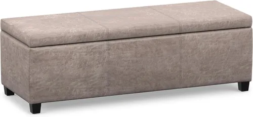 Vista 11 de SIMPLIHOME Avalon 48" Wide Fabric Storage Ottoman in Alabaster Ivory