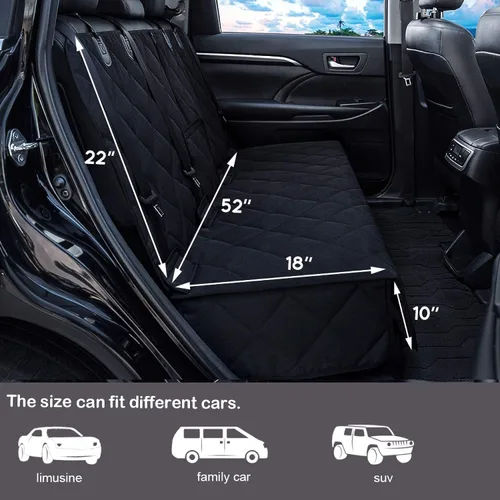 Vista 2 de Funda de asiento de automóvil para perro, 100% impermeable, resistente, antideslizante, funda de asiento de automóvil para mascotas, protector