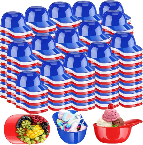 Vista 15 de Baderke Cuencos para gorra de béisbol de postre de helado, tazón de 8 onzas, mini tazones para casco, vasos de plástico para suministros de fiesta