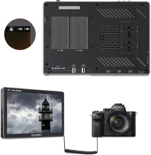 Vista 4 de FEELWORLD LUT11S 10.1 pulgadas DSLR cámara monitor de campo 3G-SDI 1920X1200 4K HDMI Ultra alta brillante 2000nit pantalla táctil