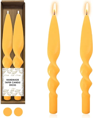 Vista 36 de Candelabros en espiral verde y velas cónicas verdes - Gedengni 7.5 pulgadas Velas cónicas cortas y encantadoras con diseño retorcido, velas sin