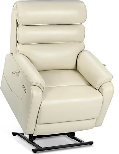 Vista 26 de EONIX Silla Reclinable Eléctrica de Doble Motor Completamente Reclinable para Ancianos, Sillas Elevadoras Eléctricas de Cuero Sintético para Negro