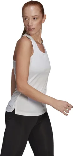 Vista 7 de adidas Camiseta sin mangas deportiva de 3 rayas para mujer Wonder Mauve-white