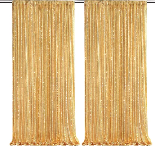Vista 97 de Cortinas de fondo de lentejuelas con purpurina azul bebé, 2 piezas de 2 x 8 pies, telón de fondo de fiesta de baby shower para niños, hermosas