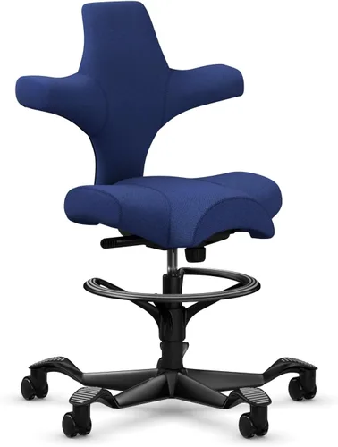 Vista 72 de HAG Capisco Sit to Stand - Silla de pie con marco blanco, tapizado, color rosa rubor Pink Blush