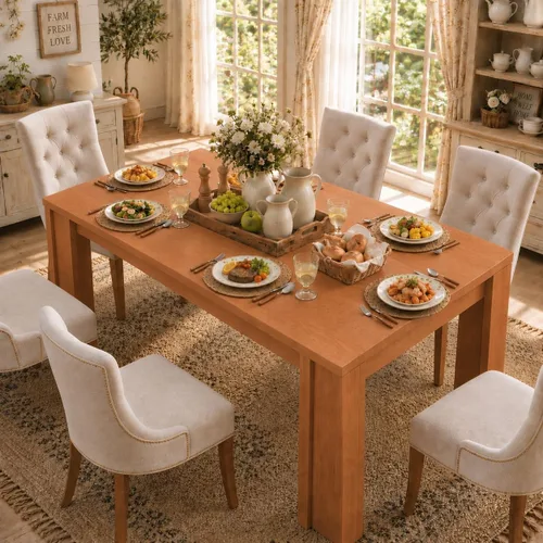 Vista 3 de CABIHOME Large 63" Dining Table for 4-6, Farmhouse Wood Kitchen Table Gris (rustic gray)