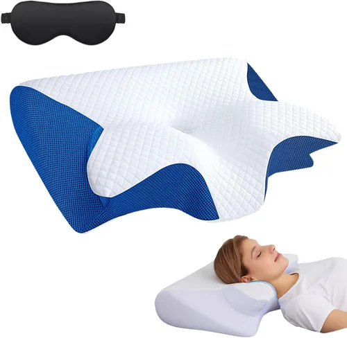 Vista 12 de Restora - Almohada para la apnea del sueño, almohada de tracción cervical Restora, almohada ortopédica de espuma viscoelástica 2 en 1 para aliviar