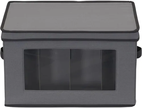 Vista 5 de Household Essentials Caja de almacenamiento para copas con ventana, con tapa, 12 compartimentos de almacenamiento, asas dobles, perfecta