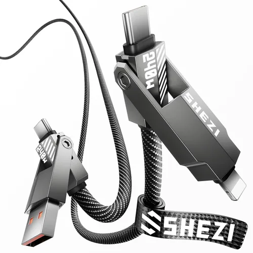 Vista 19 de SHEZI Cable USB C 4 en 1 trenzado de nailon de 60 W, 3 pies, compatible con cable Lightning, cable de carga rápida para iPhone/iPad