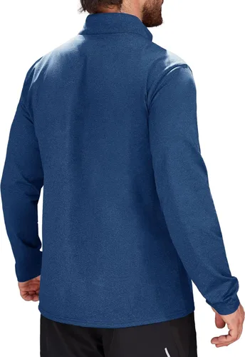 Vista 15 de MAGCOMSEN Sudadera de golf de manga larga con forro polar para hombre, con cremallera de 1/4, térmica, para correr