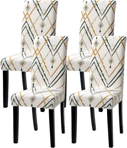 Vista 14 de Fundas para silla de comedor Yisun, fundas elásticas para silla de comedor, funda protectora para silla de comedor, mezcla de poliéster, Beige