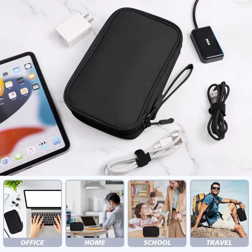 Vista 6 de Estuche organizador de artículos electrónicos, accesorios de viaje esenciales para hombres y mujeres, organizador de cables, bolsa de almacenamiento