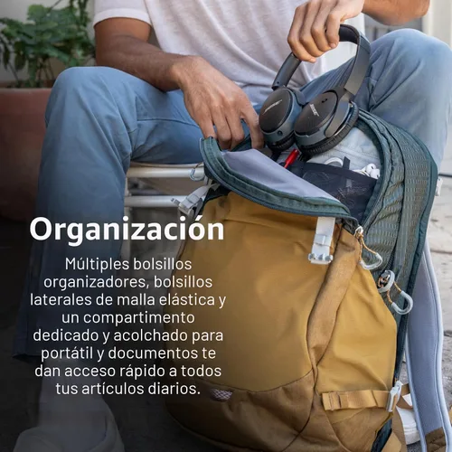Vista 4 de Osprey Mochila de Viajero Nebula, Atlas Blue/Heather bolso diario, paquete del campus, portátil llevar, color azul