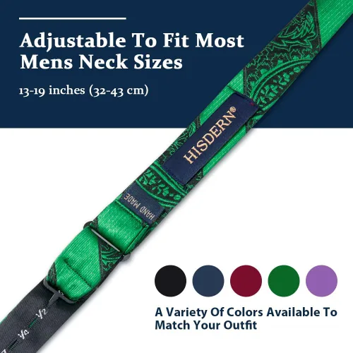 Vista 7 de HISDERN Juego de corbatines de satén tejidos para hombre, diseño formal de esmoquin floral de cachemira para boda, fiesta, baile de graduación