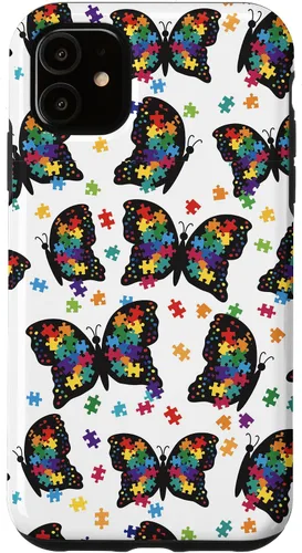 Vista 8 de Funda con patrón de rompecabezas de mariposa para iPhone 17